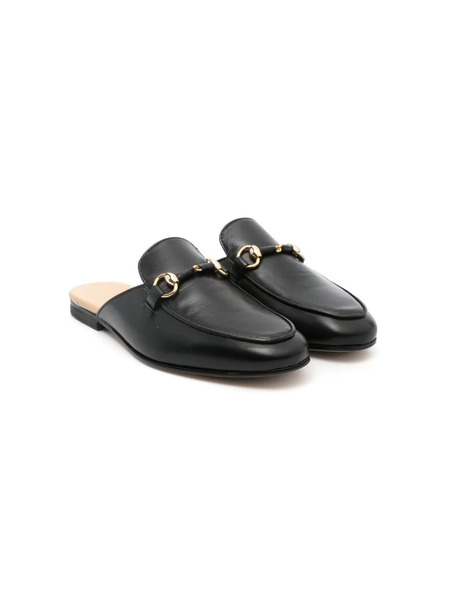  Gallucci Kids Horsebit-detail Leather Slippers - Black 