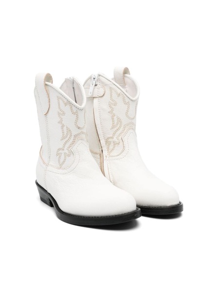  Gallucci Kids Leather Western Boots - White 