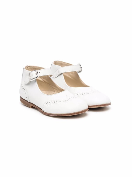  Gallucci Kids Perforated Leather Ballerina Shoes - White 