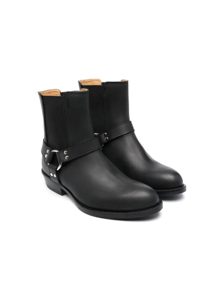  Gallucci Kids Strap-detail Leather Boots - Black 