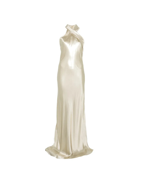  Galvan London Pandora Halterneck Maxi Dress - Neutrals 