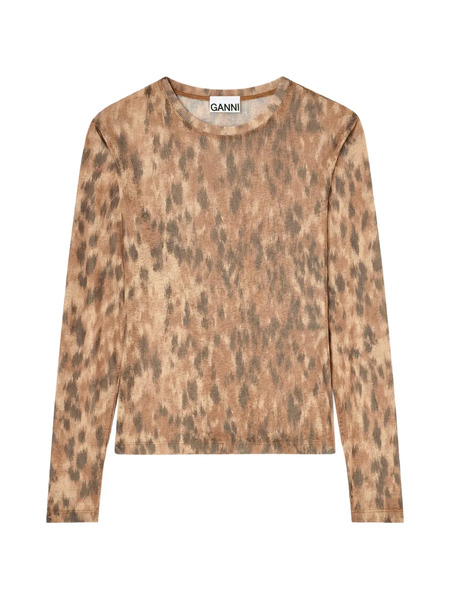  Ganni Animal Print Long-sleeved Top - Neutrals 