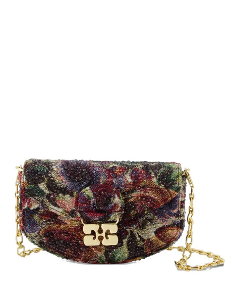  Ganni Apo Tapestry-print Chain Wallet - Red 
