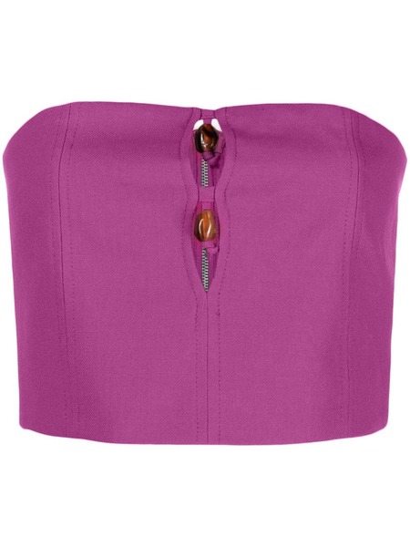  Ganni Bead-embellished Crop Top - Purple 