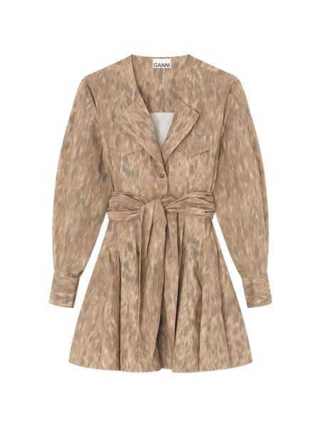  Ganni Belt Buttoned Mini Dress - Neutrals 