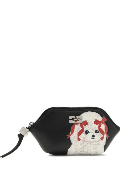  Ganni Bou Poodle-print Coin Purse - Black 