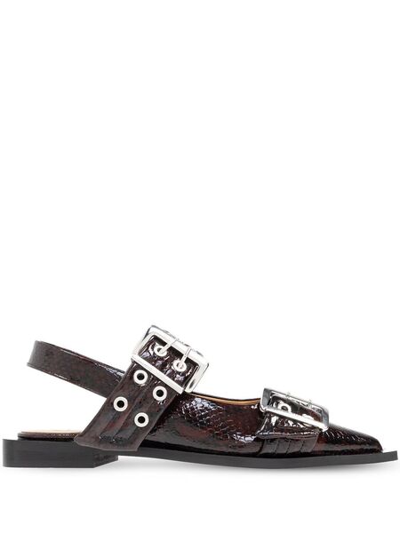  Ganni Buckle Ballet Flats - 234 Dark Burgundy 