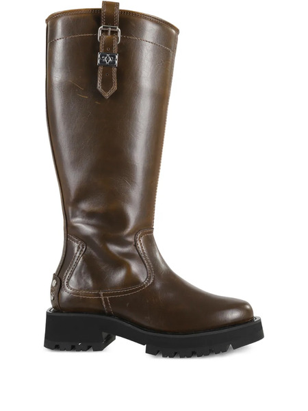 Ganni Buckle-detail Leather Boots - Brown 