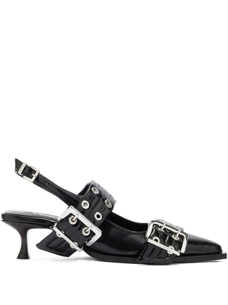  Ganni Buckle Eyelet Pumps - Black 