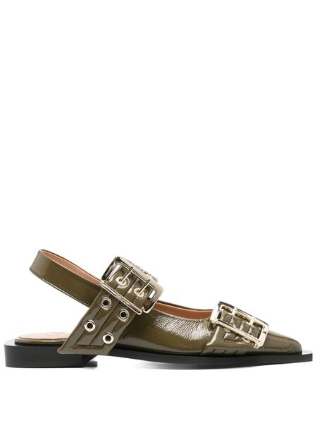  Ganni Buckle-fastening Ballerinas - Green 