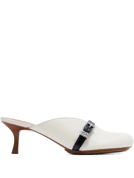  Ganni Buckle Heeled Mules - White 