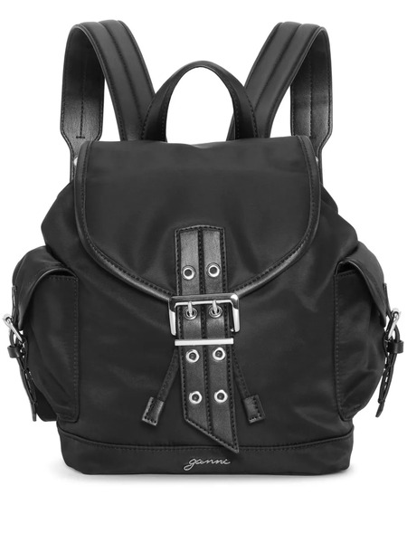  Ganni Buckled Backpack - Black 