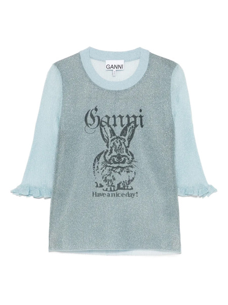  Ganni Bunny-detail Top - Blue 