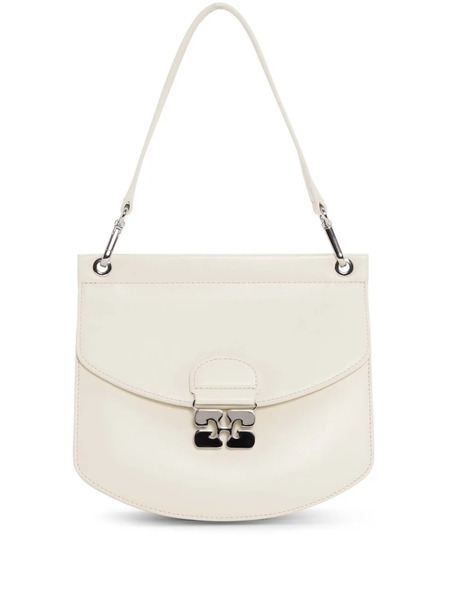  Ganni Butterfly-clasp Crossbody Bag - White 