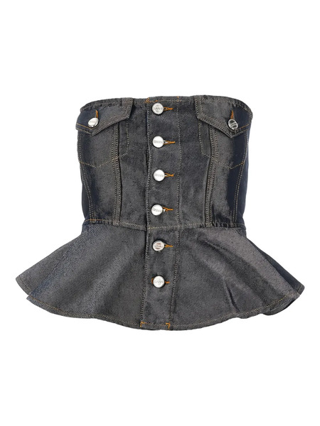  Ganni Button Denim Top - Grey 