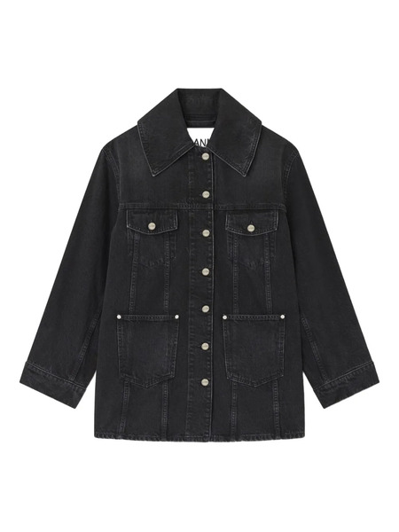  Ganni Buttoned Denim Jacket - Black 