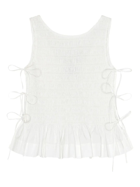  Ganni Chambray Seersucker Top - White 