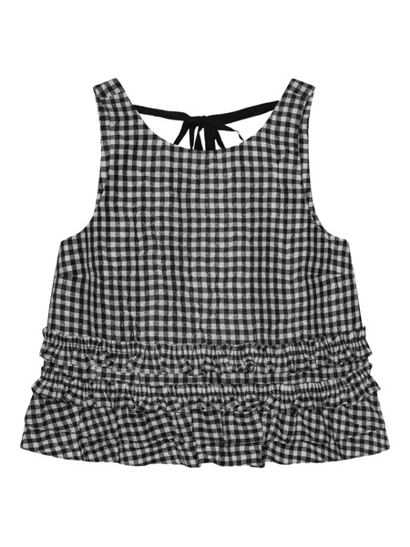  Ganni Check-print Ruffled Top - Black 
