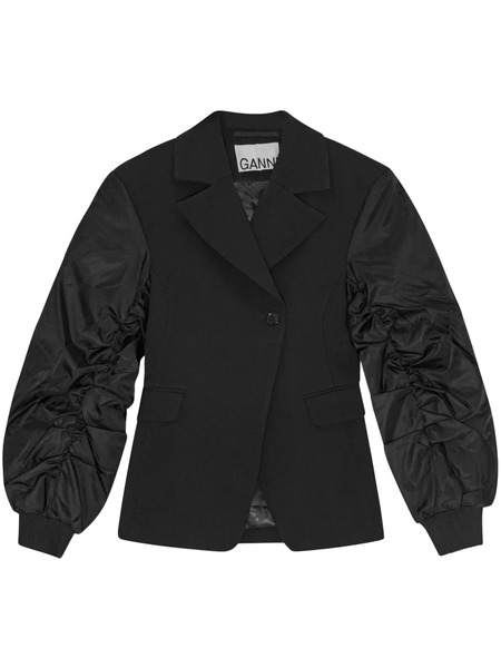  Ganni Contrast-sleeve Blazer - Black 