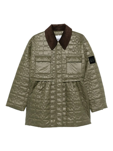  Ganni Corduroy Collar Quilted Jacket - Green 