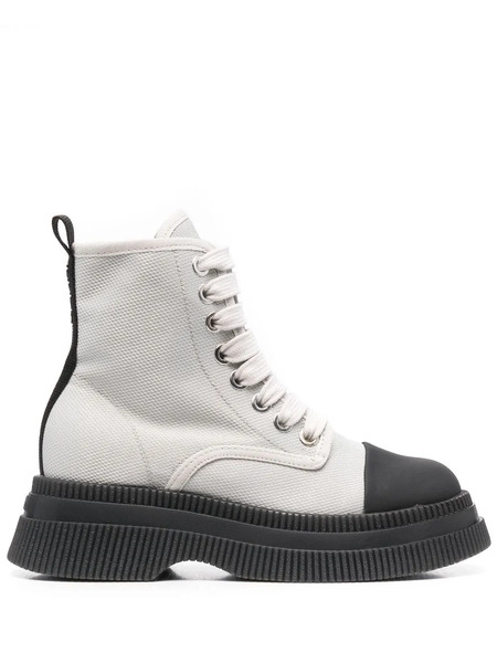  Ganni Creepers Lace-up Ankle Boots - Grey 