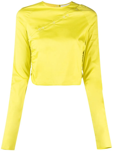  Ganni Crew-neck Long-sleeved Blouse - Yellow 