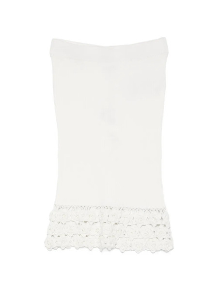  Ganni Crochet-trim Midi Skirt - White 