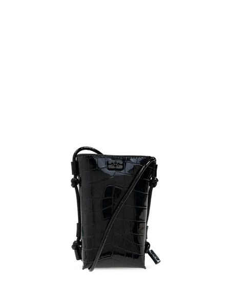 Ganni Crocodile-effect Cross Body Bag - Black 