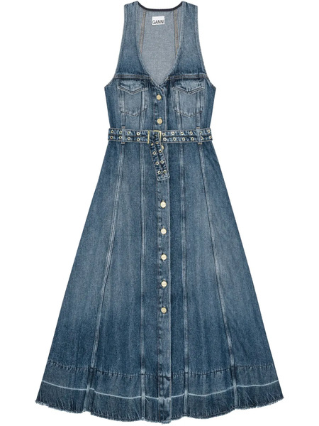  Ganni Denim Maxi Dress - Blue 