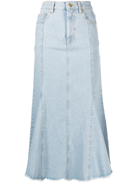  Ganni Denim Peplum Midi Skirt - Blue 