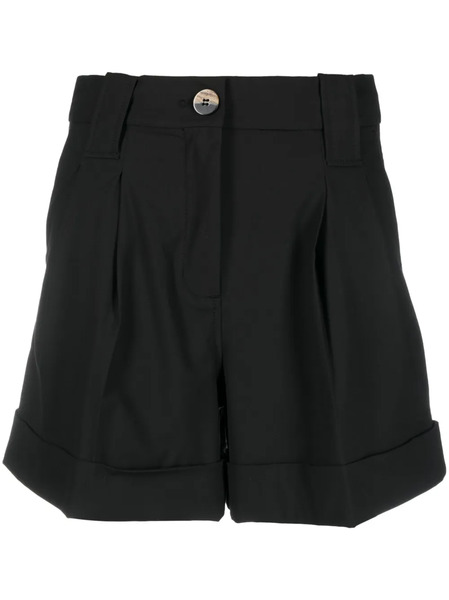  Ganni Drapey High-waisted Shorts - Black 