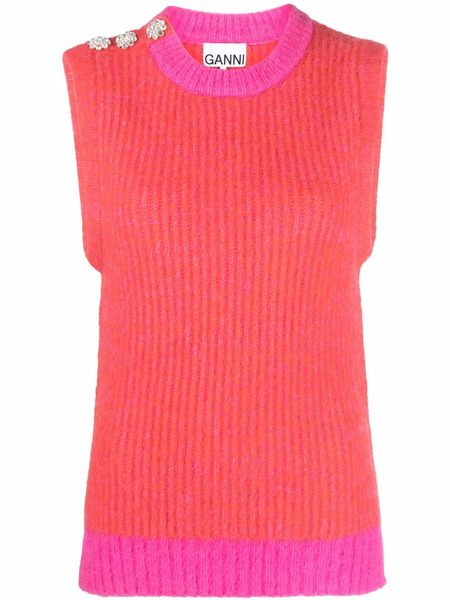  Ganni Embellished Wool-blend Vest - Pink 