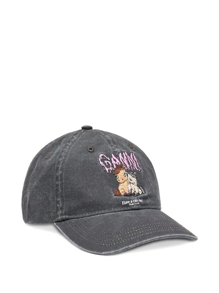  Ganni Embroidered Baseball Cap - Grey 