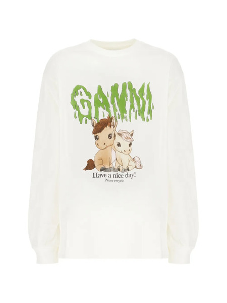  Ganni Felpe Graphic Print T-shirt - White 