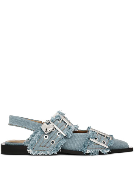  Ganni Feminine Denim Ballet Flats - Blue 
