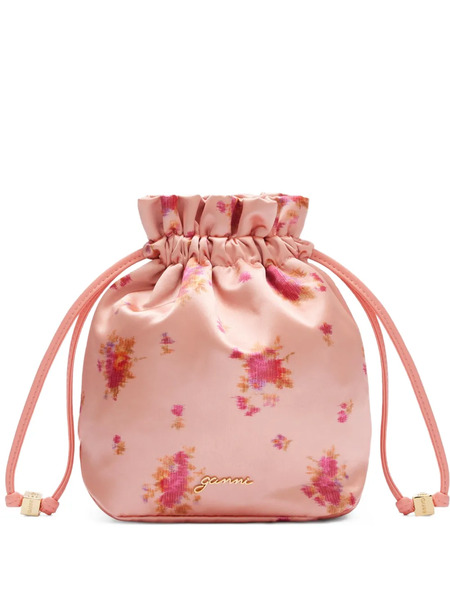  Ganni Floral Drawstring Bucket Bag - Pink 