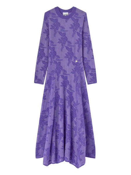  Ganni Floral Midi Dress - Purple 