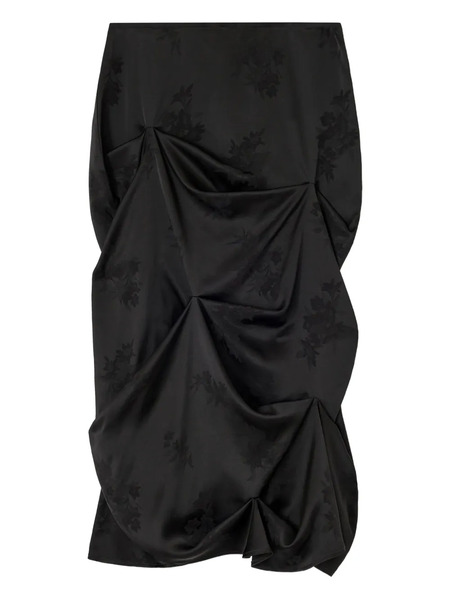  Ganni Floral-pattern Draped Mini Skirt - Black 