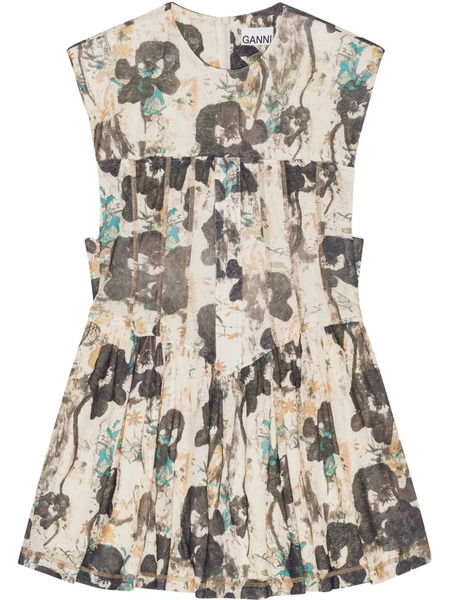  Ganni Floral-print Dress - Neutrals 