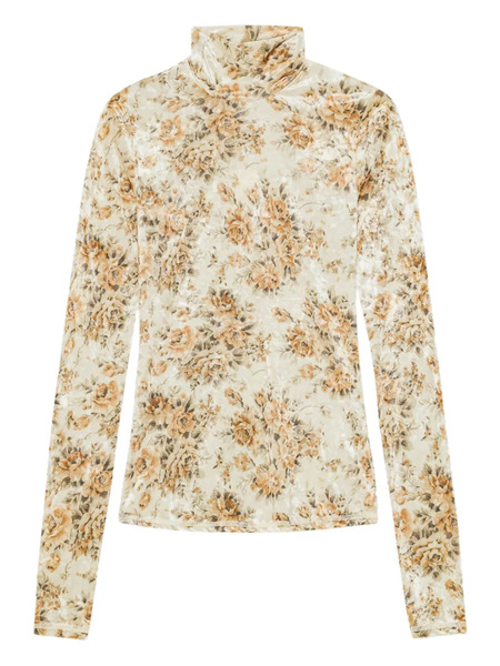  Ganni Floral Roll-necktop - Neutrals 