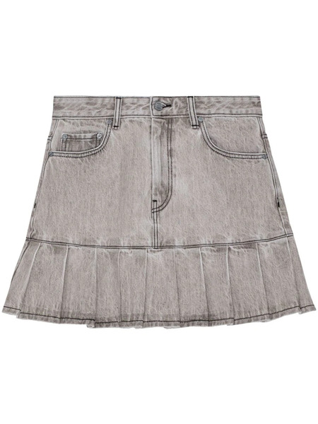  Ganni Future Denim Pleated Mini Skirt - Grey 