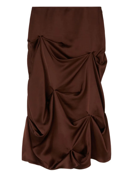  Ganni Gathered Midi Skirt - Brown 