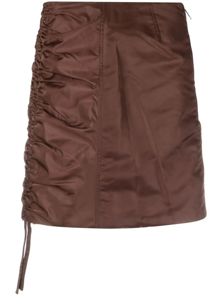  Ganni Gathered Mini Skirt - Brown 