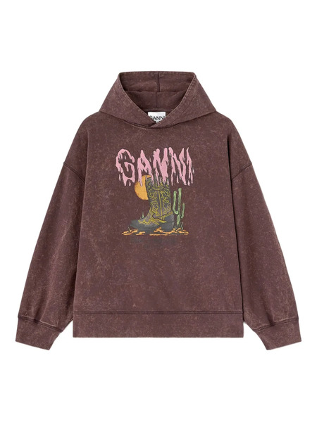  Ganni Graphic-print Hoodie - Brown 
