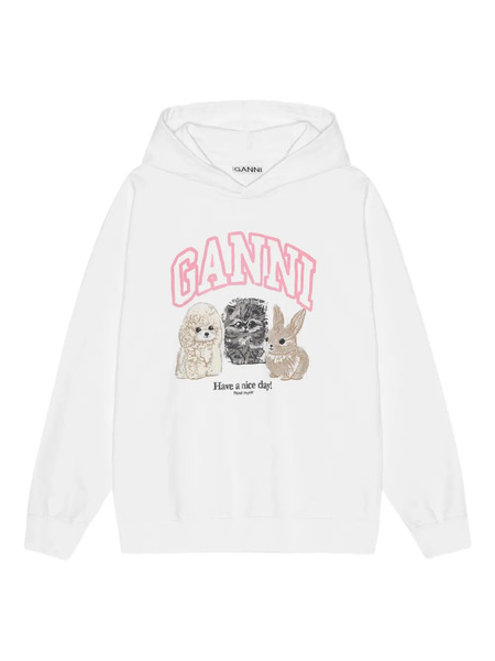  Ganni Graphic-print Hoodie - White 