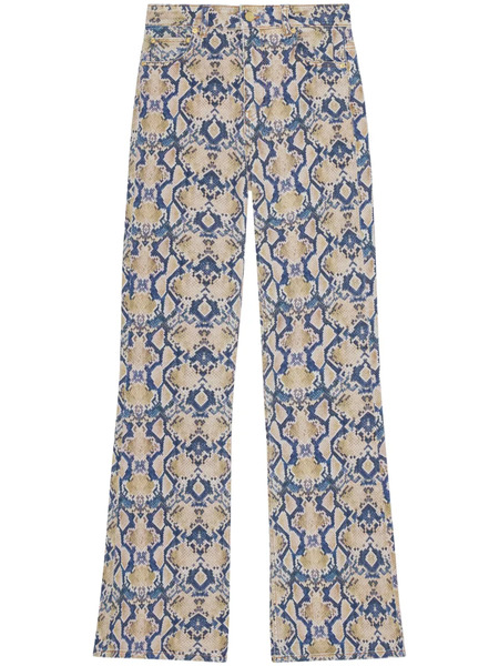  Ganni Graphic-print Straight-leg Jeans - Blue 