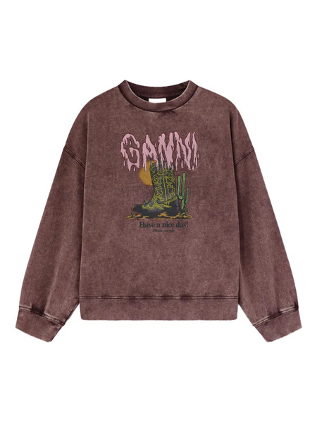  Ganni Graphic-print Sweatshirt - Brown 