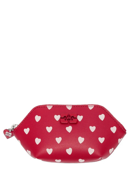  Ganni Heart-print Zip Wallet - Red 