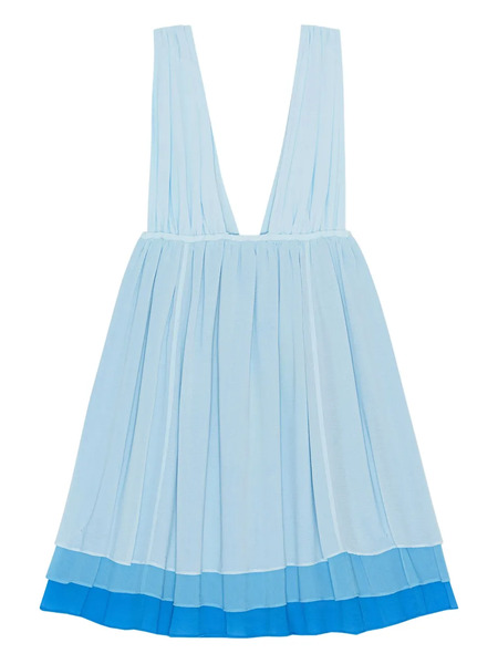  Ganni Layered V-neck Mini Dress - Blue 