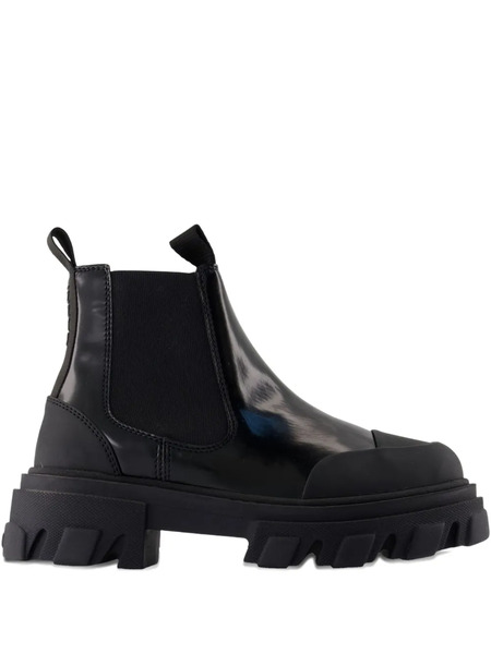  Ganni Leather Chelsea Boots - Black 